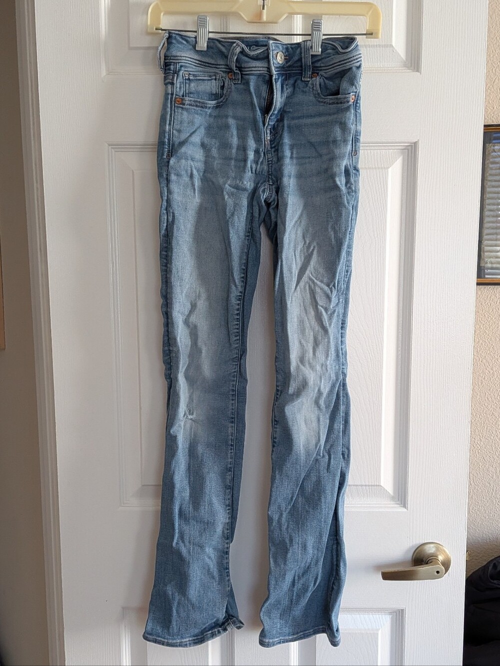 American Eagle Next Level Stretch Light Blue Slim Bootcut Jeans Sz 0 Reg.